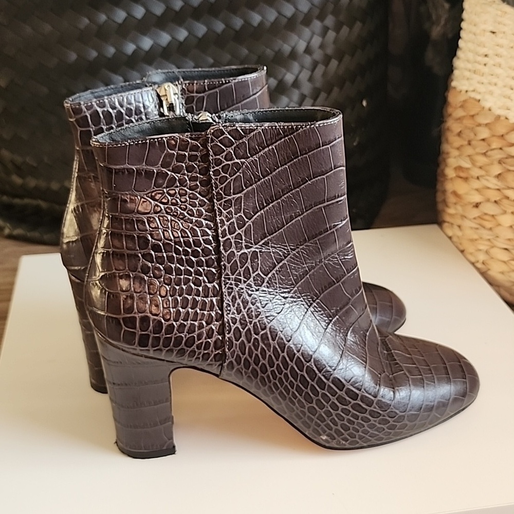 Grigiarancio Patent Leather Croc ankle booties